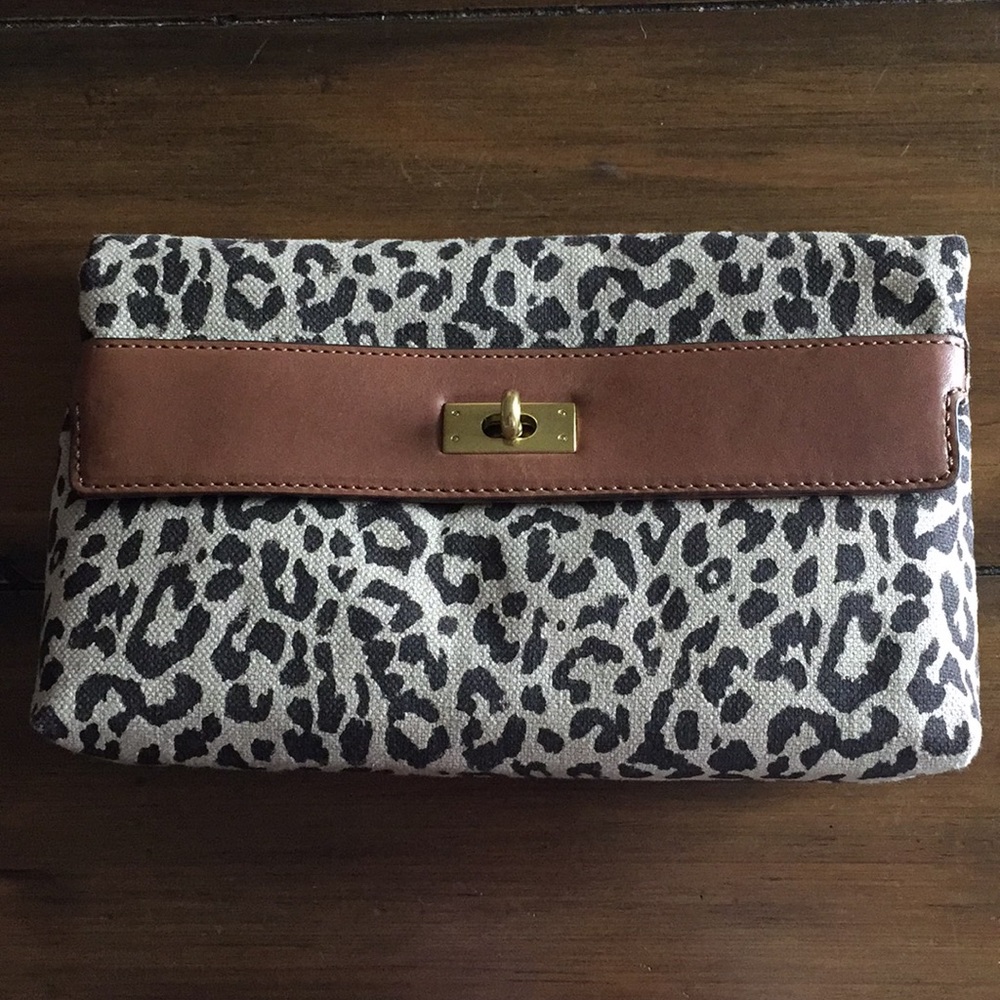 NWOT Jcrew Leopard Print Canvas Clutch
